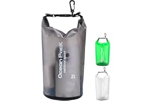 Henrycares Waterproof Dry Bag 2L 5L 10L 20L, Small Boat Dry Bag with Kayak Hook, for Travel Camping Hiking Swimming Boating Fishing (Black)