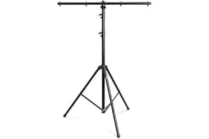 beamz LS30T DJ Lighting Stand T-Bar Lightweight Tripod Support for Mobile DJ Setup, Disco Party, Stage Lighting, Quick Hanging Points, Height Adjustable up to 3.5m, Max Load 25kg