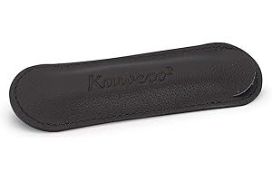 Kaweco 1 skórzane etui I etui na długopisy pasujące do serii Sport I etui do pisania z prawdziwej skóry z eleganckim nadrukiem I eleganckie i klasyczne etui na długopisy 12 x 3,5 cm w kolorze czarnym