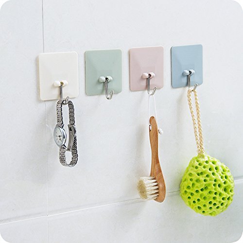 tankerstreet 4 Klebehaken Robuste für Kleidung über Tür (10 kg max.), Sticky Wandhaken für hängende Extra Stark, Badezimmer Küche Tür Kleiderbügel, Haken für Utensilien Geschirrtuch Selbstklebende, wiederverwendbar (Wasserdicht Mix Farben) - 9