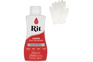 CRAFT COUNTY Rit Dye – Liquid Fabric Dye for Crafting, Clothing, and Décor – 8 oz. Bottle – Scarlet Red (Gloves Included)