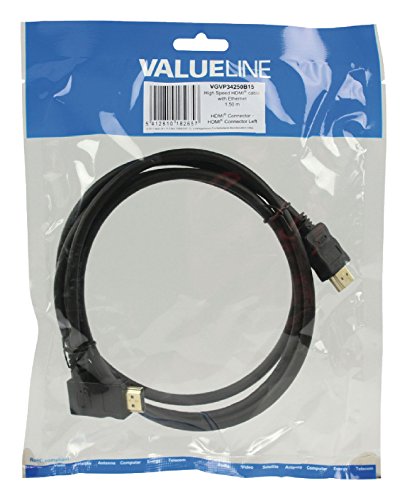 Valueline VGVP34250B15 High Speed HDMI Kabel mit Ethernet (Stecker auf Stecker, links gewinkelt, 1,5m) schwarz - 6
