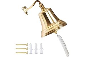 ARSUK Cloche de Bateau, Nautique, Marine en Laiton Massif, dîner d'école, réception, décoration Murale, Cloche Antique à Suspendre (5" Laiton Massif)