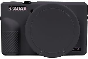 EASY HOOD Étui de protection en silicone souple pour appareil photo Canon G7 X Mark III, G7X3 avec couvercle d'objectif amovible pour appareil photo reflex numérique Canon Powershot G7X Mark III