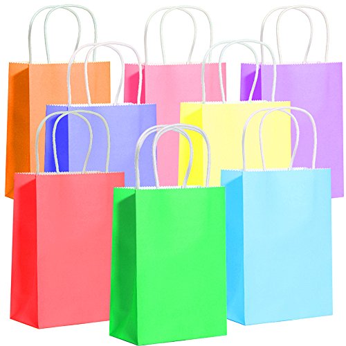 German Trendseller® - 12er Set Geschenke Tüten - mit Henkel zum Befüllen ┃ Kraftpapier ┃ Kindergeburtstag ┃ Mitgebsel ┃ Gastgeschenk ┃ 12 Überraschungstüten farbig