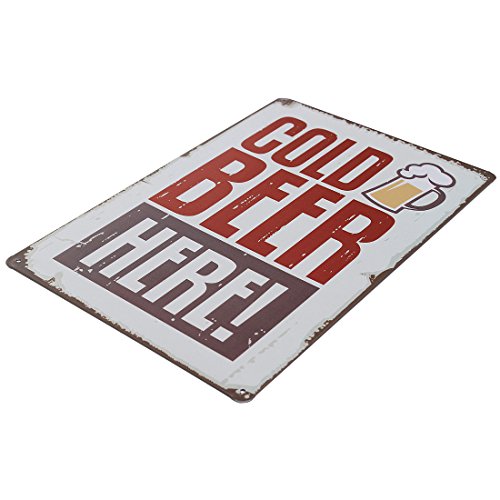 KING DO WAY Wanddeko Metallschild Blechschild „GOLD BEER HERE“ Retro Deko 30x20cm - 3