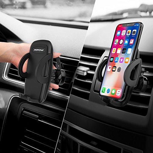 Mpow - Supporto universale da auto per cellulare, rotazione di 360Â gradi, regolabile in 3 livelli tramite morsetto, per cellulari come iPhone 7 / 7 Plus / 6S / 6S Plus / 6 / 6 Plus / SE / 5S, Samsung Galaxy S7Â / S6Â / J5Â / A5, Asus ZenFone 3, Huawei ecc.