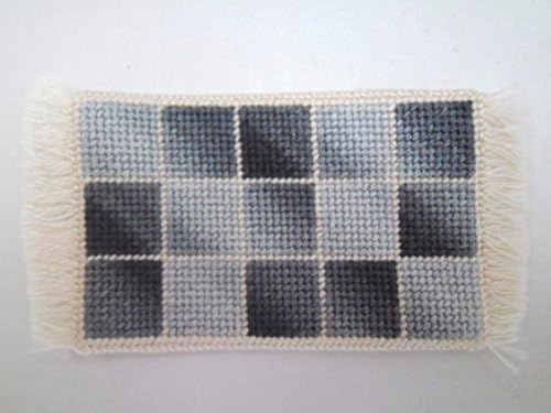 1/12th scale Hand Stitched Dolls House Rug: Cream & Shades of Grey