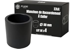 FLUXI-TECH - Manchon de Raccordement Droit à Coller 50mm - Lot de 4 - en PVC - PN16 bars - Résistance aux Produits Chimiques, jusqu’à 60°C - Pour Piscines, Plomberie