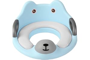 MASS DYNAMIC Toddler Toilet Seat – Blue Potty Training Seat for Boys – Non-Slip Child Toilet Trainer with Handles, Backrest & Splash Guard – Padded Cushion – Suitable for Ages 1–7