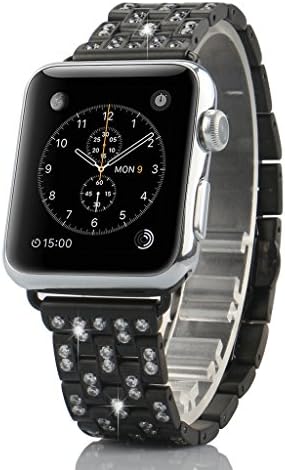 AWSTECH for Apple Watch Strap 42mm Black Luxury Glitter Swarovski Crystal Rhinestone Jewellery Band Stainless Steel Wristband Replacement for iWatch Series 1 Series 2 Sport &amp; Edition