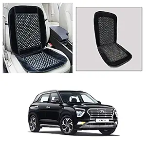 OSHOTTO Car Wooden Bead Seat Cushion with Velvet Border Compatible with Hyundai Creta 2020-2021 - Black