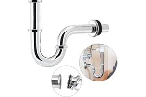 DECARETA Siphon de Lavabo Tube Universel 1 1/4 '' Diamètre de 32mm Siphon en Chromé Anti Odeur Lavabo Siphon Plomberie Facile à Installer Pas de Outil pour Cuisine Salle de Bain