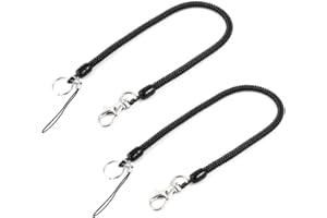 SIOPPKIK 2Pezzi Portachiavi Elastico, Nero 105 mm Cordino di Sicurezza Corda, Portachiavi Primavera Realizzato in Plastica Morbida, Può Essere Utilizzato per Antifurto e Decorazione