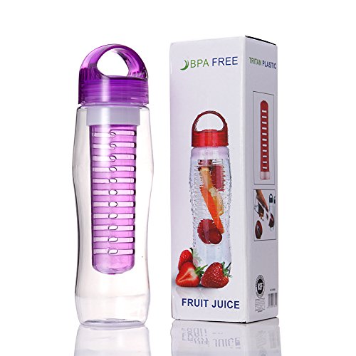 Wasserflasche banqiao 750 ml Frucht Infuser Wasser-Flasche Trinkflasche mit Früchtebehälter Kunststoff Trinkflasche Sport Sportflasche Auslaufsicher Trinkflaschen BPA Frei Infuser mit Tragehenkel