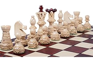 Chess and Games Shop Muba Jeu d'échecs en Bois, Artisanal, avec Table en Bois et pièces d'échecs Faits à la Main, idée Cadeau (55 cm)
