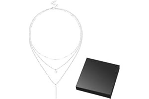 Jadive Boho Layered Bar Coin Necklace Choker Round Disc Necklace Vintage Chain Necklace Pendant Necklace with Box for Women