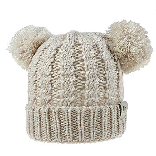Bonnet Bebe Fille Naissance Hiver à Tricoter Casquettes avec Balle Bebe Garçon Chaud et Épais Mignon 0-24 Mois fiosoji