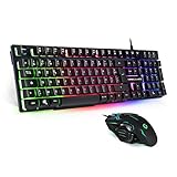 Empire Gaming - K800 Pack Clavier et Souris Gamer - Semi-Mécaniques - 19 Touches Anti-Ghosting - 12 Raccourcis Multimédia - 6 Boutons 2400 Dpi - Rétro-Eclairage LED RGB - USB Filaire