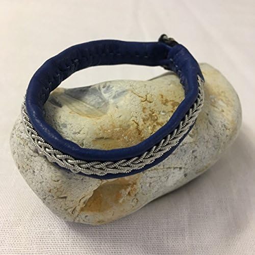 Sami Reindeer Leather Cuff Bracelet Pewter Navy