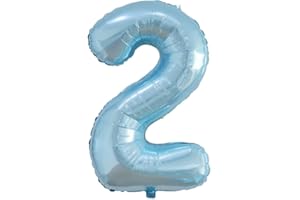 Vthoviwa 40 Zoll/18 Farbens Luftballon Zahlen 2 Perlblau, Luftballon 2. Geburtstag Foil Ballon, 0123456789,10-19,20-25,30,40,50,60,70,80,90, Folienballon 2 Party Dekoration Helium Unterstützen