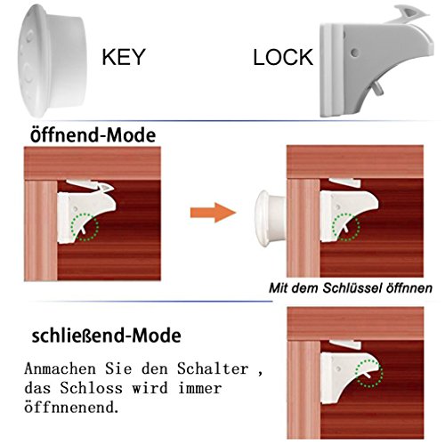 HomySnug Magnetische baby Lock, Kindersicherung magnetschloss für Schränke und Schubladen 8 Schlösser und 2 Schlüssel - 2