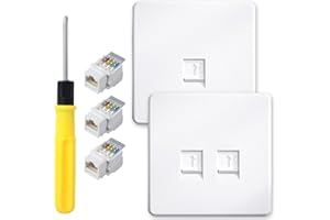 Acmerota Prise RJ45 Ethernet façade CAT6 simple 1 port et double prise 2 voies plaque murale pour câble Ethernet boîte de prise réseau, avec module de connecteur réseau sans outil