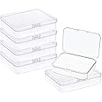 6 Pcs Mini Plastic Storage Containers Box with Lid, 4.5x3.4 Inches Clear Rectangle Box for Collecting Small Items, Beads, Game Pieces, Business Cards, Crafts Accessories