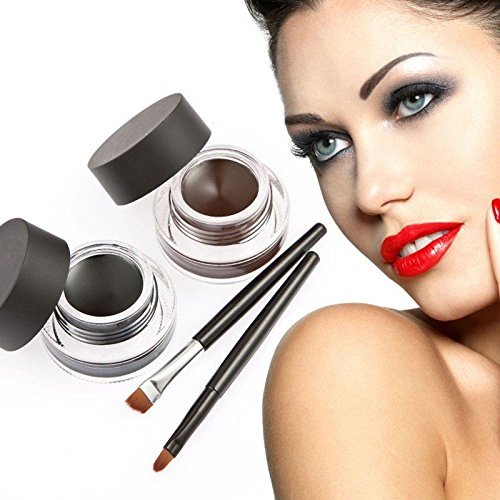 Lover Bar 2 in 1 Gel Eyeliner Kit Braun und Schwarz+Katze Formen Schablone Schminke Pinsel Set-Make Up Wasserdicht Kosmetik Creme Augen Liner-Professionelles Vegan Schatten Lang Anhaltender Lidstrich - 2