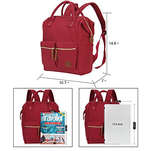 Veevan Damen Herren Retro Canvas Schule Rucksack 15,6 Laptop - 5