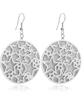 2LIVEfor Lange Ohrringe Stern Gold Silber Glitzer Ornamente Blatt Ohrhänger Retro lang hängend Vintage Ohrringe...