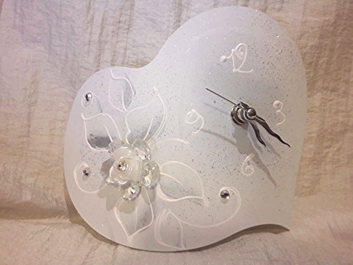 L'ANGOLO BARLETTA Orologio Cuore Fiore Cristallo BOMBONIERE Moderna Matrimonio Comunione Battesimo