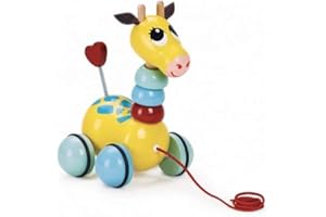 VILAC - Jeux et Jouets - Jouet PAF la Girafe Flip Flap à trainer en bois - Mignon - Multicouleur - Jeu pour Enfants dès 18 mois - Fabriqué en France - 1878S