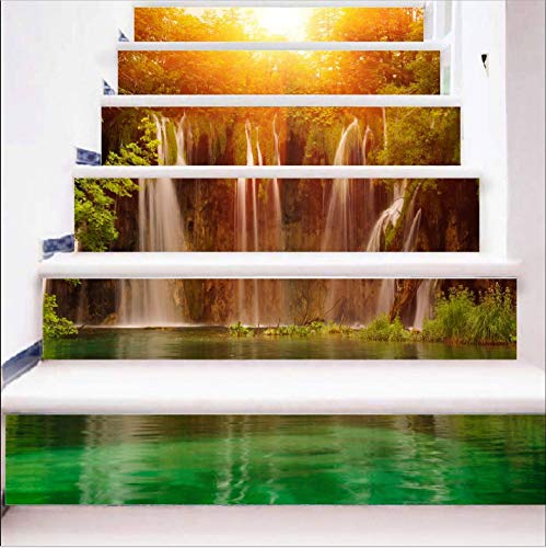 Preisvergleich Produktbild HAIMACX Wasserdicht Aufkleber 3D Wasserfall Landschaft Treppe Aufkleber DIY Aufkleber Können Korridor Treppen Wasserdicht Rutschfeste Aufkleber Bewegt Werden
