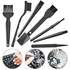 NSinc - Conductive Fibers Bristles Plastic Handle Durable Anti Static ESD Safe Brushes for Cleaning PCB Board, Phone, Keyboard, Laptop, Window, BGA Repair Soldering (Black, Set of 7 pc)