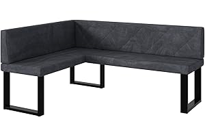 ‎MEBLINI MEBLINI Eckbank für Esszimmer - Küchenbank - Essecke - Sitzecke Küche - ERIC - U-Beine 128x168x87cm Links - Dunkelgrau Samt