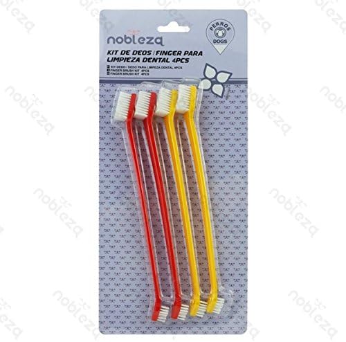 Brushes Dental for Dogs Nobility, Pack of 4 Brushes with Long Double Use, 23 cm