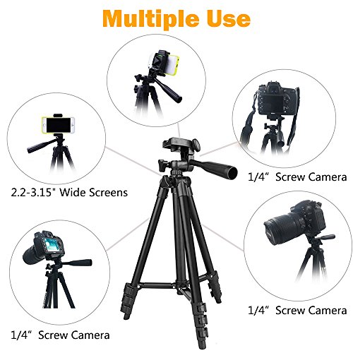 Handy-Stativ aus Aluminium, 106,7Â cm, fÃ¼r iPhone/Smartphone, Telefon- und Tischhalterung, Bluetooth-Fernbedienung und AuslÃ¶ser (schwarz)