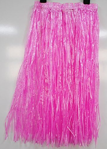 HULA Hawaiian Grass Dance Skirts With Flowers PINK Fancy Dress Costume 60cm Perfect for Beach party, Luau party, Tiki party, Fancy Dress, Costume, Race for Life U06089 WN