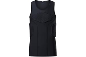 Topeter Chemise de football rembourré pour homme Protège-côtes Chemises de compression avec coussinets Équipement de protection de basket-ball Débardeur de rugby
