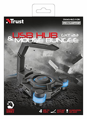 Trust GXT 213 - Hub con 4 Puertos USB con Elevador de Cable de rat  n  Iluminado