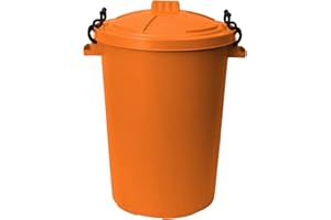 JMS we create smile 50L Plastic Bin/Waterproof/Rodent Proof for Outdoor/Animal Feed Food Storage with Locking Lid (Orange)