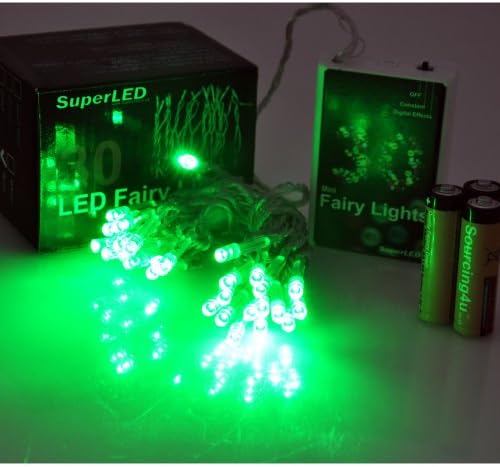 S4U® SuperLED Battery Powered 30 Pack LED String Fairy Light Set, with FREE Alkaline Batteries (Green)