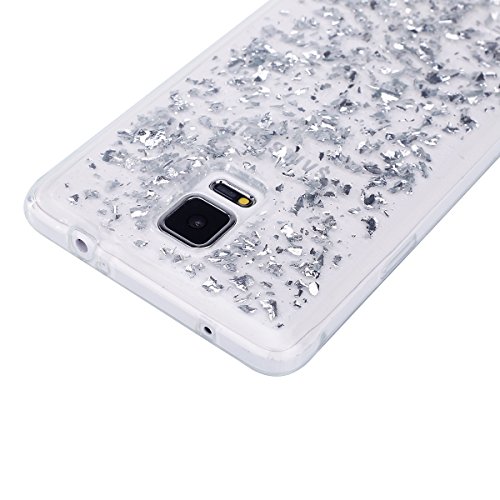 Galaxy Note 4 Hülle,Ukayfe für Samsung Galaxy Note 4 TPU Silikon Handy Hülle Schutzhülle Durchsichtig,Bling Glitzer Sparkle Strass Crystal Clear Case für Samsung Galaxy Note 4,Ultradünnen Weich Silikon Kratzfest Bumper Soft Rückseite Abdeckung Cover Tasche für Samsung Galaxy Note 4 (Silber) - 3