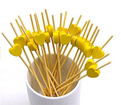 100x Demarkt Cocktailspieße Cocktail Picks Partypicker Deko Picker Herz Rosa - 3