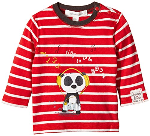 Pumpkin Patch Baby-Boys Panda Striped Polo Shirt, Red Alert, 0-3 Months
