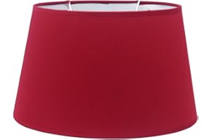 B & S Lampshade Fabric Lampshade in Linen Look Oval for E14/E27 Socket H 17.5 cm (Red)