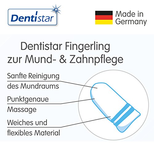 Dentistar® Zahnpflege-Fingerling 2er-Set – Zahnreinigung für Babys 0- 12 Monate – antibakterielles Mundpflegeset – Made in Germany - 3