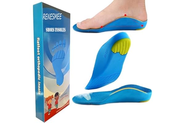RENESMEE Orthotic Arch Support Shoe Insoles, Children Pu Cushioning Inserts, Shock Absorption Velvet Surfaces Deep Heel Cup Inner Sole for Flat Feet, Feet Heel Pain Relief (43-45 EU MEN)