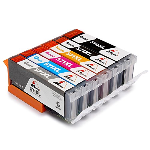 Mipelo Kompatibel PGI-570XL CLI-571XL Tintenpatronen, Verwendet in Canon Pixma MG7700 MG7750 MG7751 MG7752 MG7753 TS8050 TS8051 TS8052 TS8053 TS9050 TS9055 Drucker (1 Große Schwarze, 1 Kleine Schwarze, 1 Grau, 1 Cyan, 1 Magenta, 1 Gelb, 6 Stück)